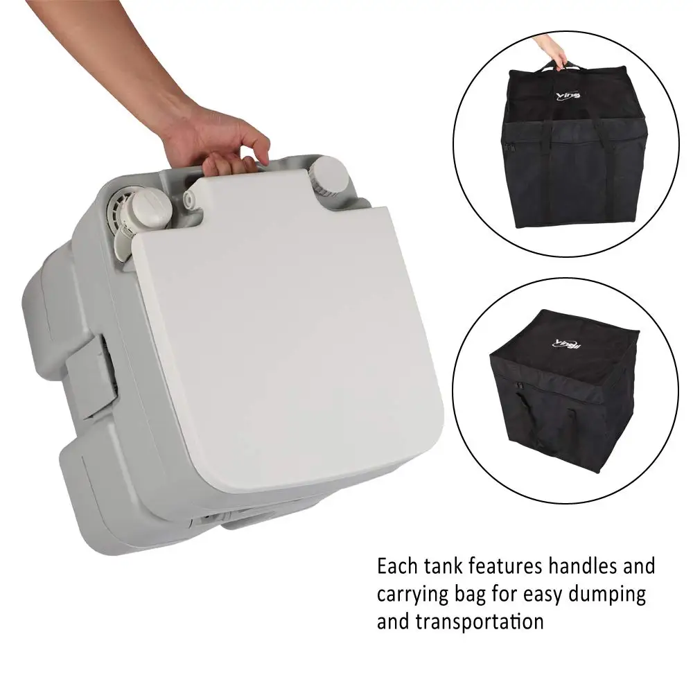 Portable 5.3 Gallon Camping Toilet w/Carrying Bag,Large acity Tank for Camping,Boat/Truck