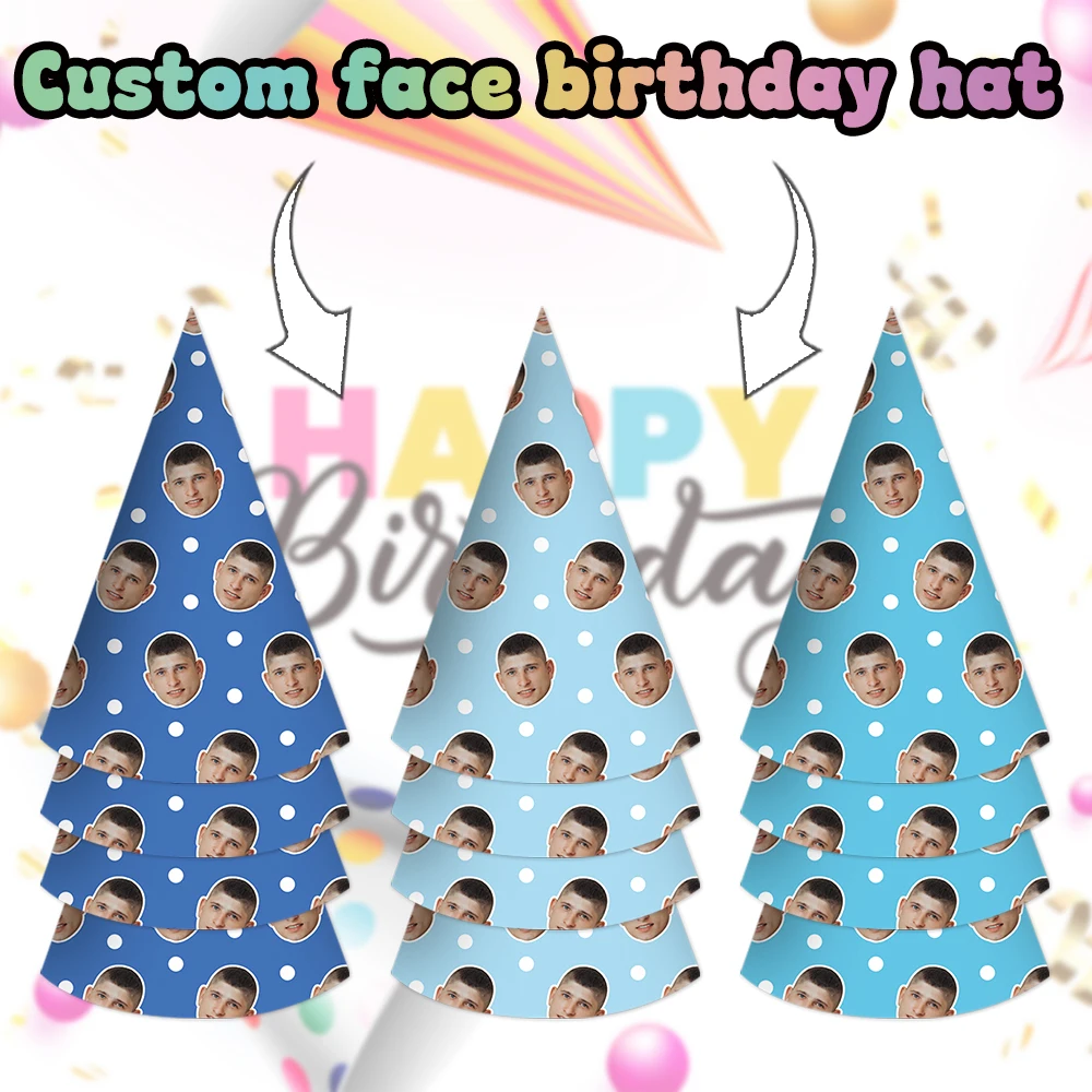 4/6 Stück Personalisierte Geburtstagshüte, Individuelle Partydekoration DIY Fotobox-Kegelhüte Perfekt für Hochzeiten, Abschlussfeiern