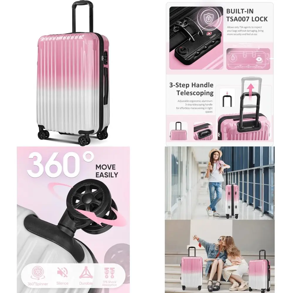 

Чемоданы на спиннерных колесах с замком TSA, одобренный от авиакомпании, расширяемый чемодан с твердым корпусом для путешествий