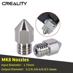Creality Titanium Alloy MK8 Nozzle Upgraded Tungsten All Metal Nozzle Ends for Ender 3 /pro/S1/CR-10 Series 3D Printer Nozzle