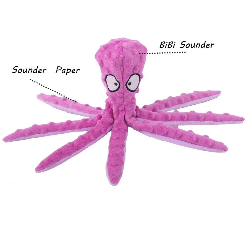 Pet Plush Toy Octopus Shape Dog Puzzle Toys Squeak Toy Bite-resistant Dog Supplies Pet Food Leaker Dog Teeth Cleaning Chew Toys