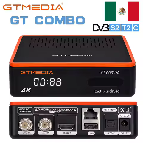 Gtmedia Satellite Receiver Gtcombo 4K Ultra Hd Dvb S2 S2X T2 Cable Tv Tuner H.265 5g Wifi Ca Box Card Decoder Gtshare Gtplayer, Stock in Mexico