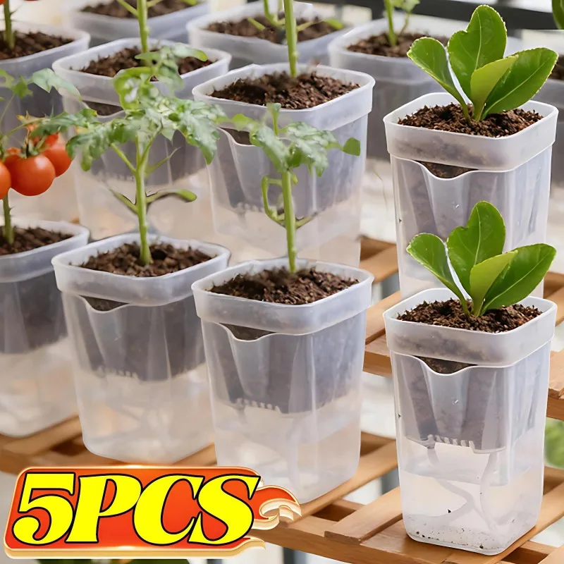 Double Layer Flower Plant Pot Self Watering Planter Drainage Holes Seedling Propagation Container Household Garden Accessories