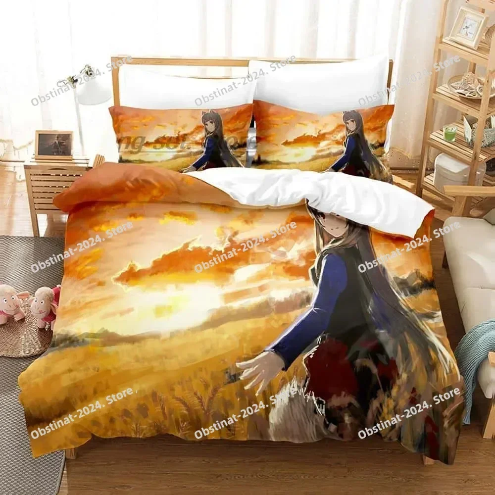 3D Print Anime Spice and Wolf Bedding Set Single Twin Full Queen King Size Bed Set Adult Kid Bedroom Duvetcover Set Home Textile