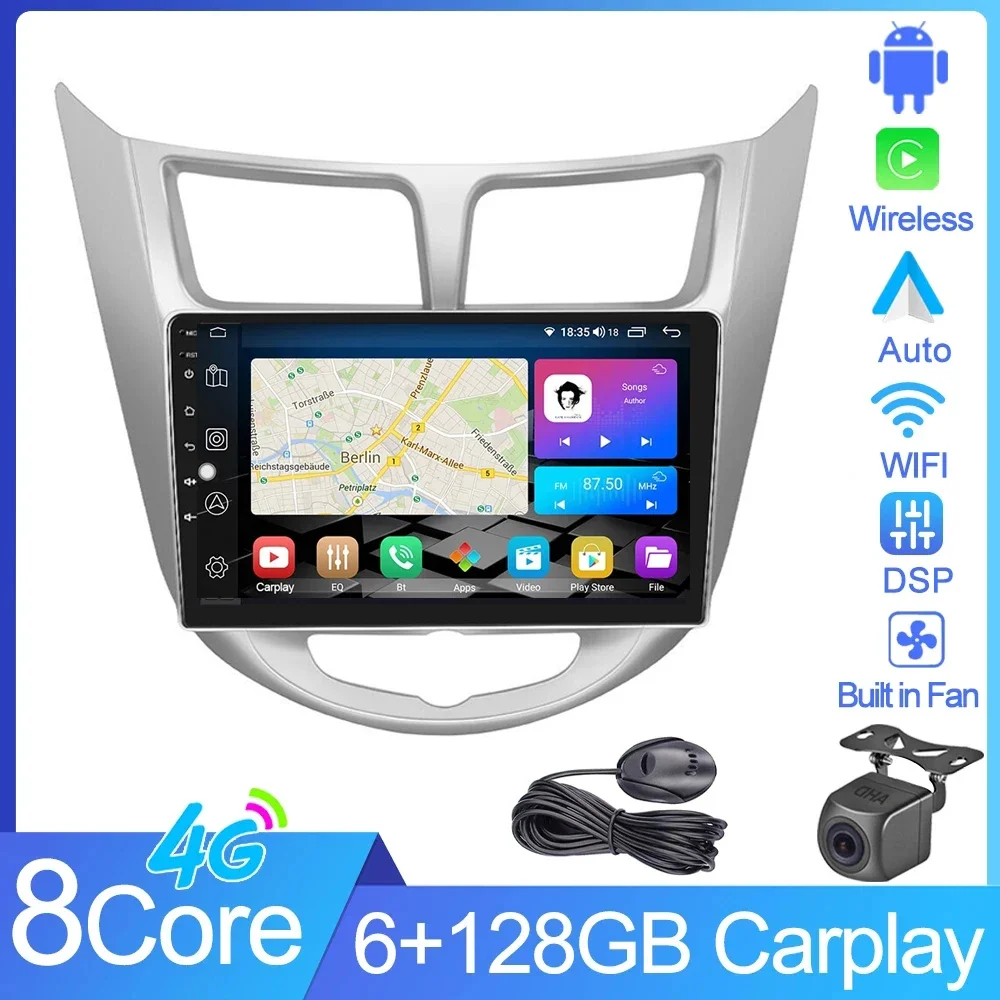 

Double 2Din Android 14 Car Radio Stereo Multimedia Video Player For Hyundai Solaris 1 2010-2016 Navigation Head Unit Carplay