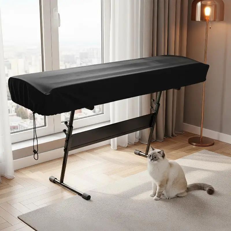 Water Resistant 61/88 Key Digital Piano Cover Light Thin Fabric Keyboard Dust Cover for Home Music Room Storage