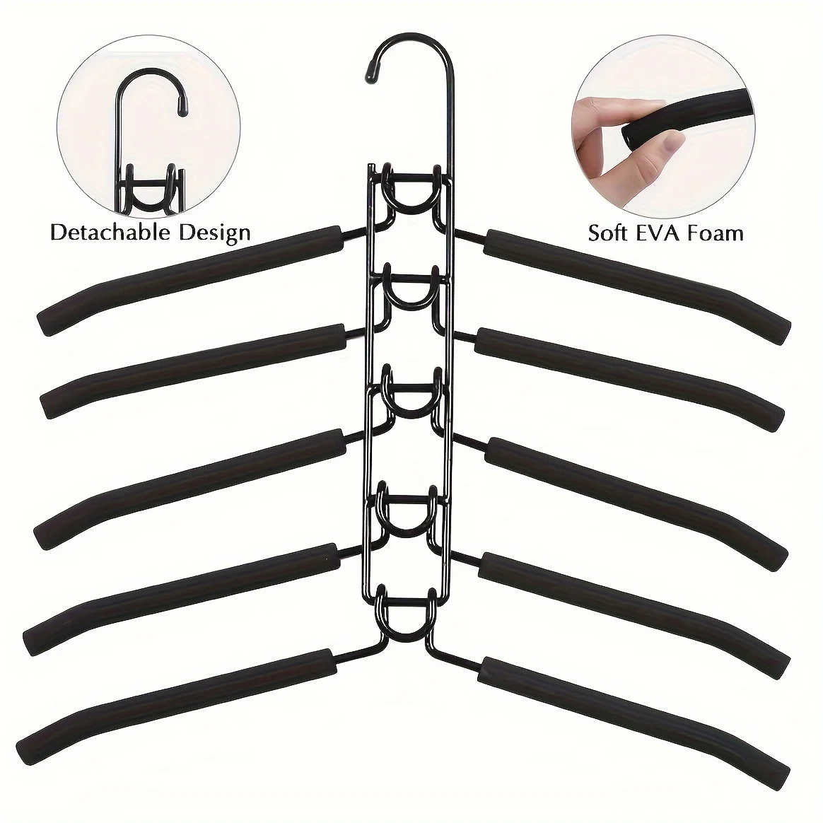 Space-Saving 5-Layer Magic Clothes Hanger - Anti-Slip, Detachable Design For Suits, Shirts & Sweaters - Perfect For Bedroom, Clo