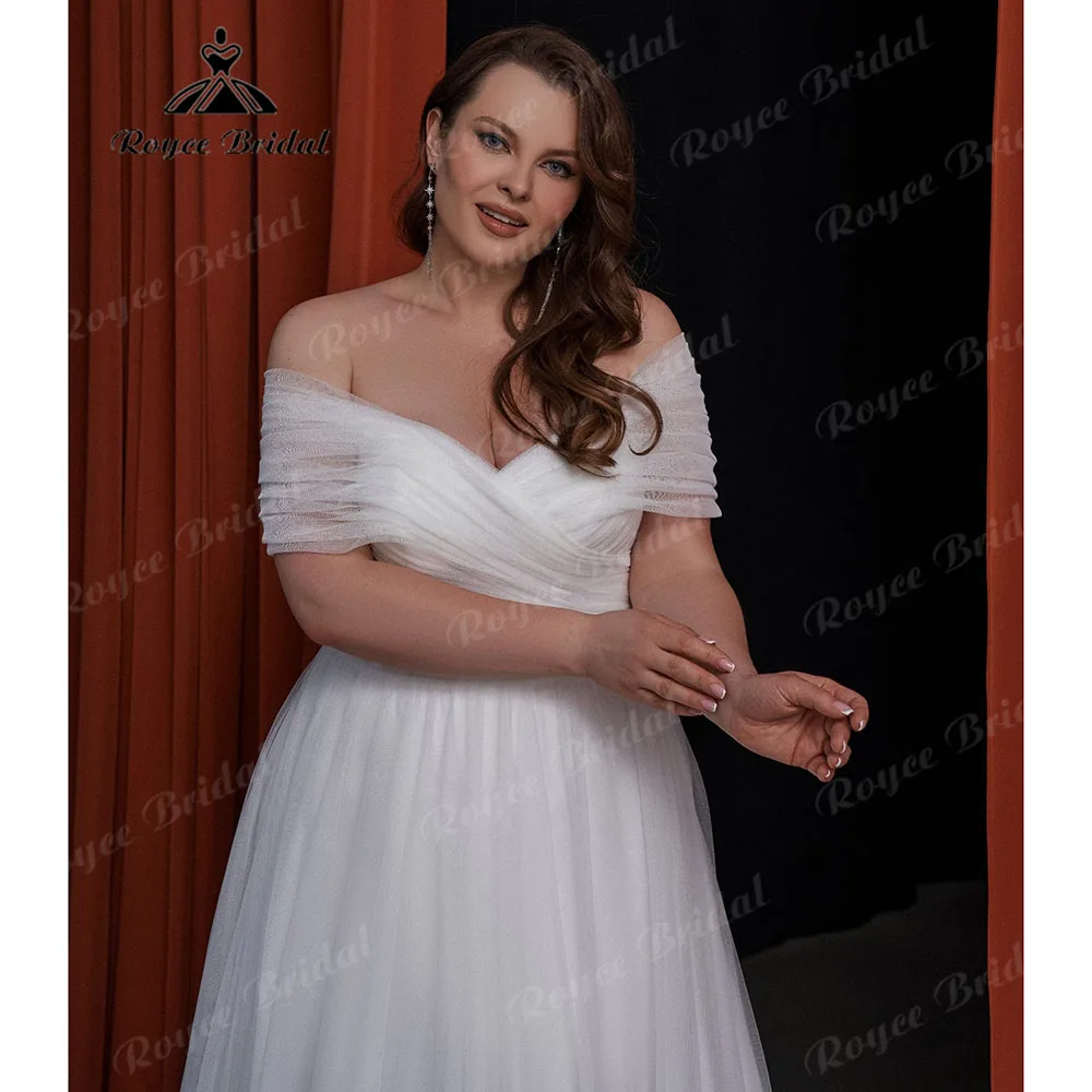 Plunging V Neck Off Shoulder Plus Size Wedding Dress for Women 2025 Bridal Gown with Removable Long Sleeves vestidos boda civil