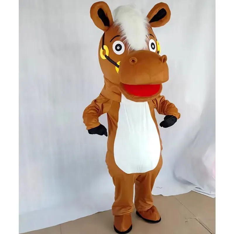 Disfraz de Mascota de poni de dibujos animados divertidos, caballo de peluche, muñeca para caminar para adultos, accesorios de vestir para fiesta de Halloween
