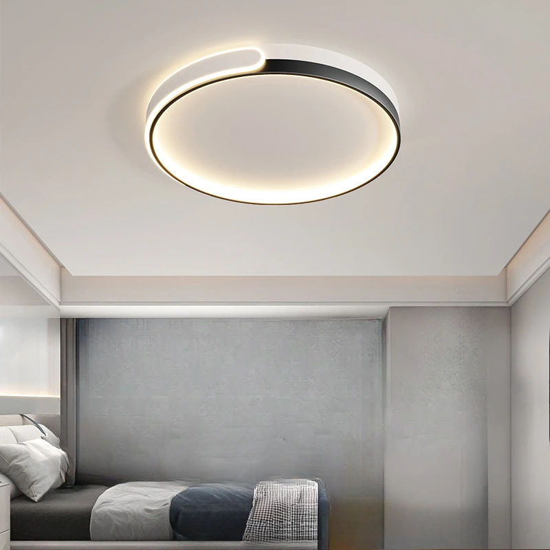 

Full Spectrum Living Room Lamp Modern Minimalist Black and White Creative Ceiling Light Eye Protection Bedroom Lighting Fixture