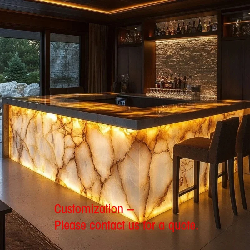 custom.Modern Solid Surface LED Backlit Bar Table Commercial Spaces Durable & Basement Bar Table Home Bar Furni