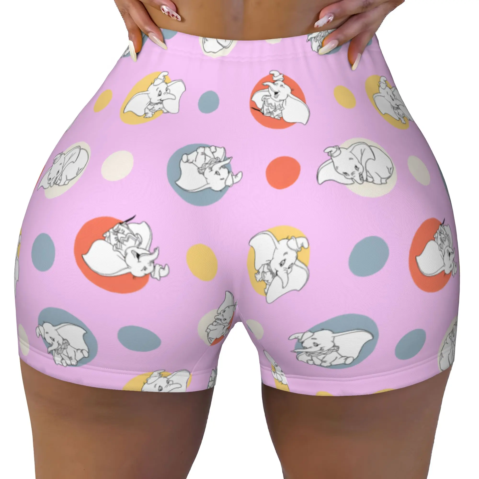 Custom D-Dumboes Cartoon Workout Shorts Women Elephant Anime Gym Volleyball Running Yoga Shorts