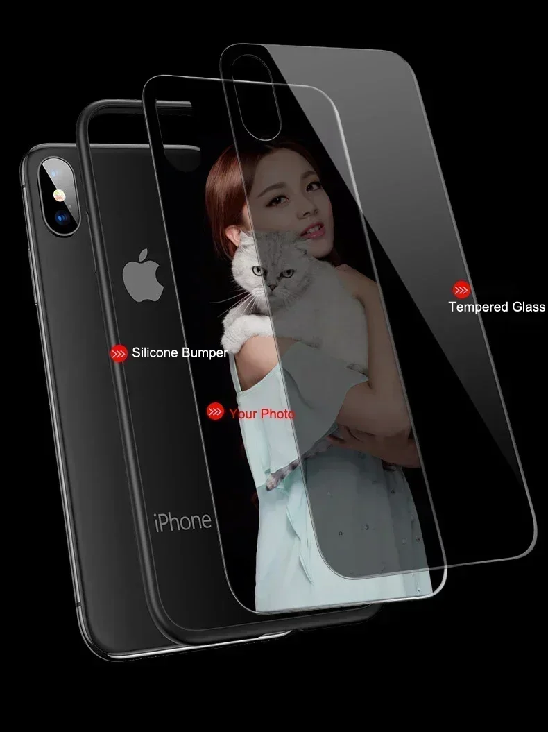 Etui z hartowanego szkła z własnym zdjęciem na iPhone 17 Air 16 15 14 13 12 Pro Max Mini 11 XR SE XS 8 Plus, unikalny bumper, obudowa DIY — zdjęcie produktu 5