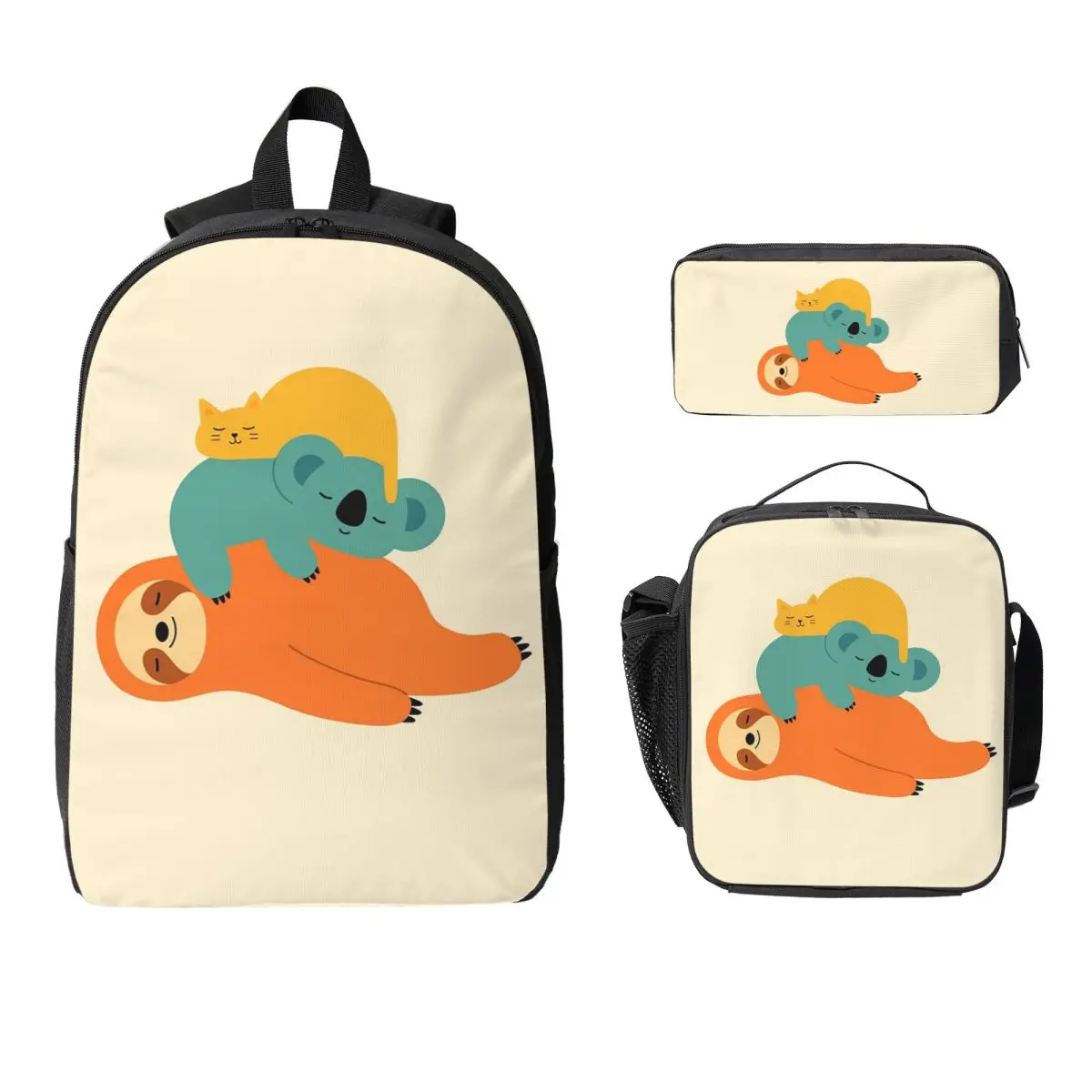 

Рюкзак Being Lazy, студенческая сумка для книг для мальчиков и девочек, школьная сумка, компьютерные сумки на плечо, 3 шт., изолированная сумка для обеда, пенал