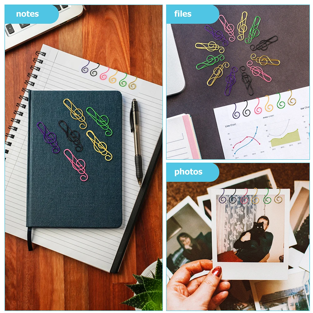 85Pcs Fun Paper Clips Colorful Music Note Design Metal Page Markers for Books Notebooks Scrapbooks Office Use Paper Clips