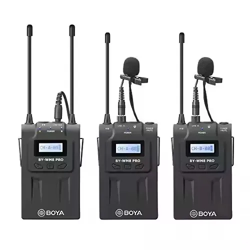 BOYA BY-WM8 Pro-K2 micrófono inalámbrico profesional UHF 4 canales micrófono Lavalier inalámbrico para cámara DSLR Mezclador en vivo