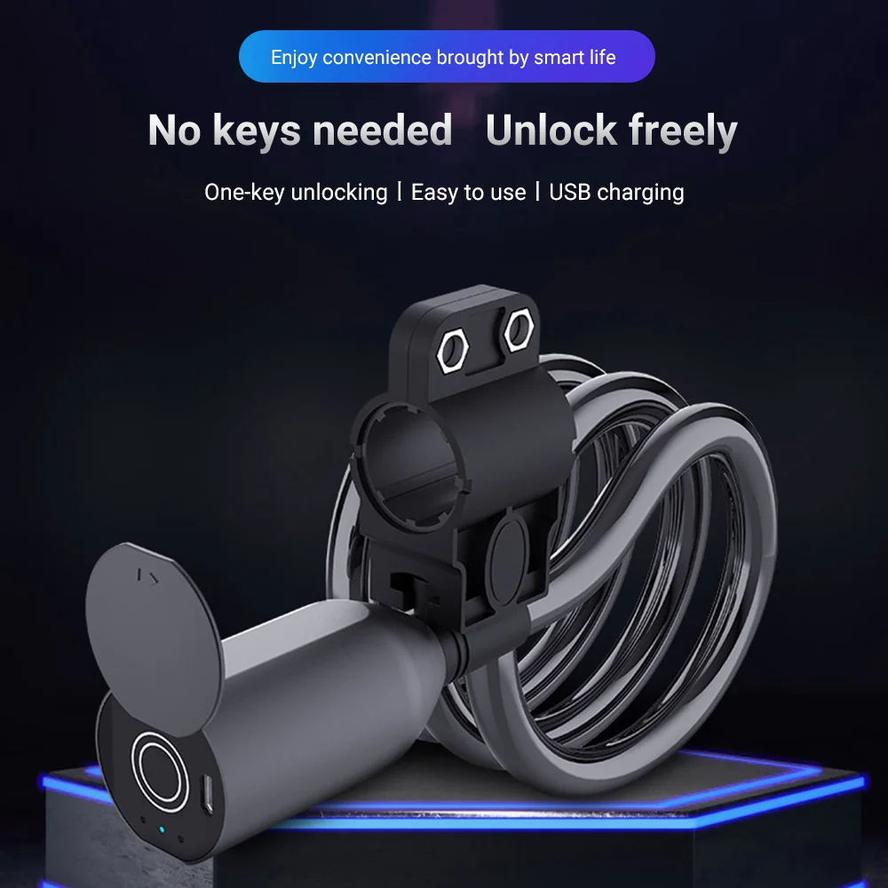 

C3BF Smart Keyless BT/Fingerprint Bike Locks Steel Cord Cycling Lock Anti-Theft Electronic Lock Coiled Secure Bike Cable Lock