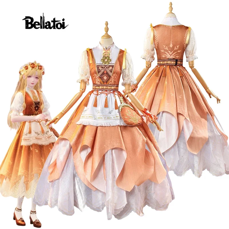 Game Infinity Nikki Hometown Breeze Anime Cosplay Costume  Lolita Orange Dress Suit Women Kawaii Girls Gown Halloween Party Prop