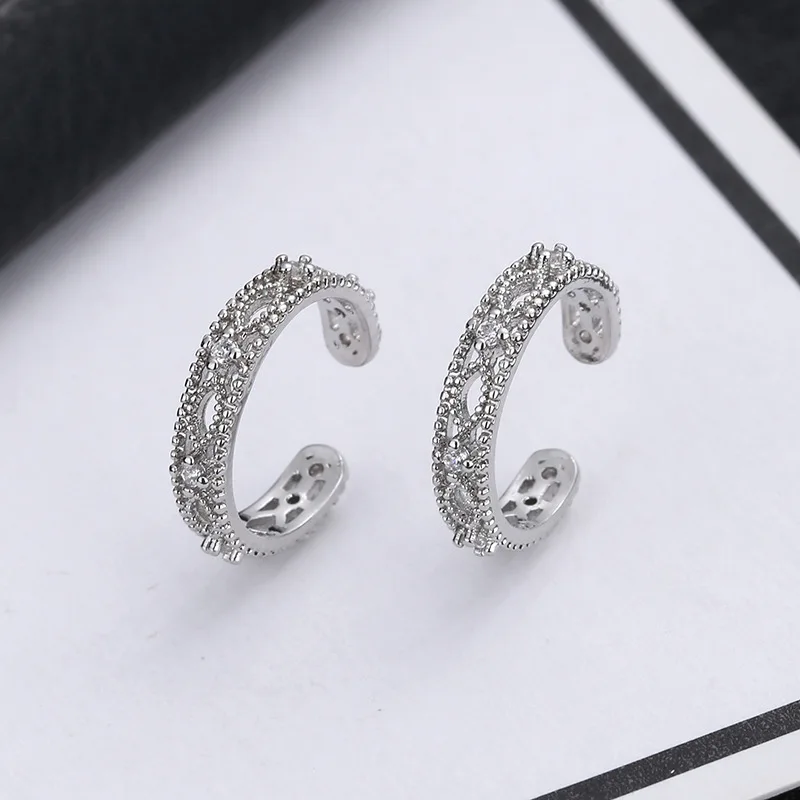 1PC Hollow Out Pattern No Piercied Ear Bone Cuff Clip Earrings for Women Simple Zircon Helix Orbital Kpop Earing Jewelry EF018