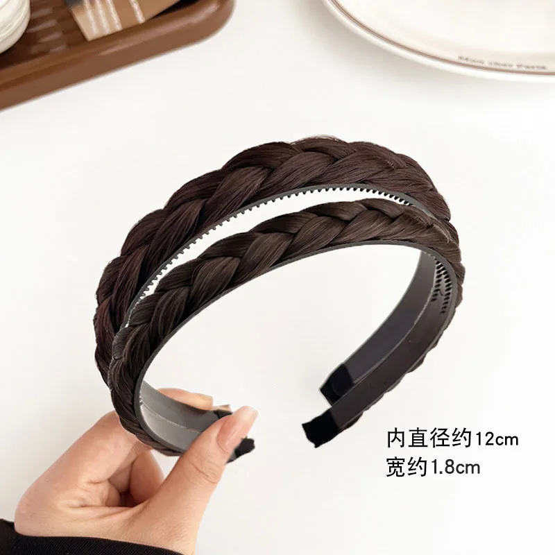2pc Vintage Perücke Twists Braid Haarband mit Zahn Anti-skid Haar Bands für Frauen Mädchen Koreanische Retro Stirnband zubehör – Detail 4