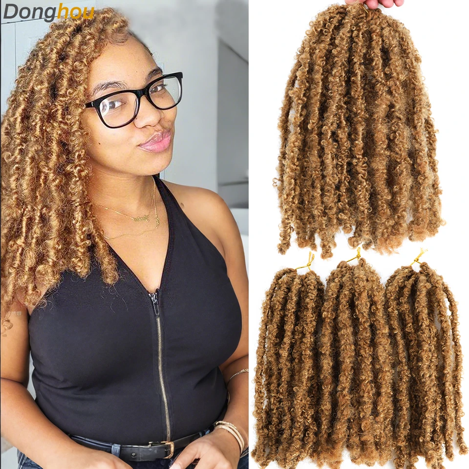 Donghou 12”Distressed Butterfly Locs Crochet Hair Dreadlocks meche Faux Locks Crochet Braids Extensions Soft Locs Synthetic Hair