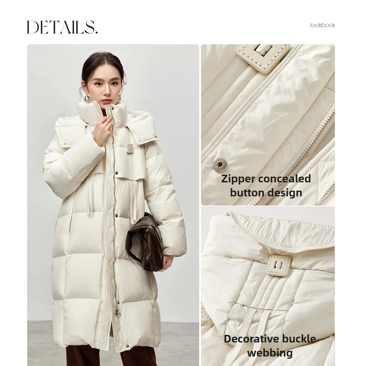 SENTUBILA Casual Warme Donsjack vrouwen Winter Nieuwe Mode Brood Capuchon Lange Warme Down Jassen Vrouwelijke Tops W44Y57033