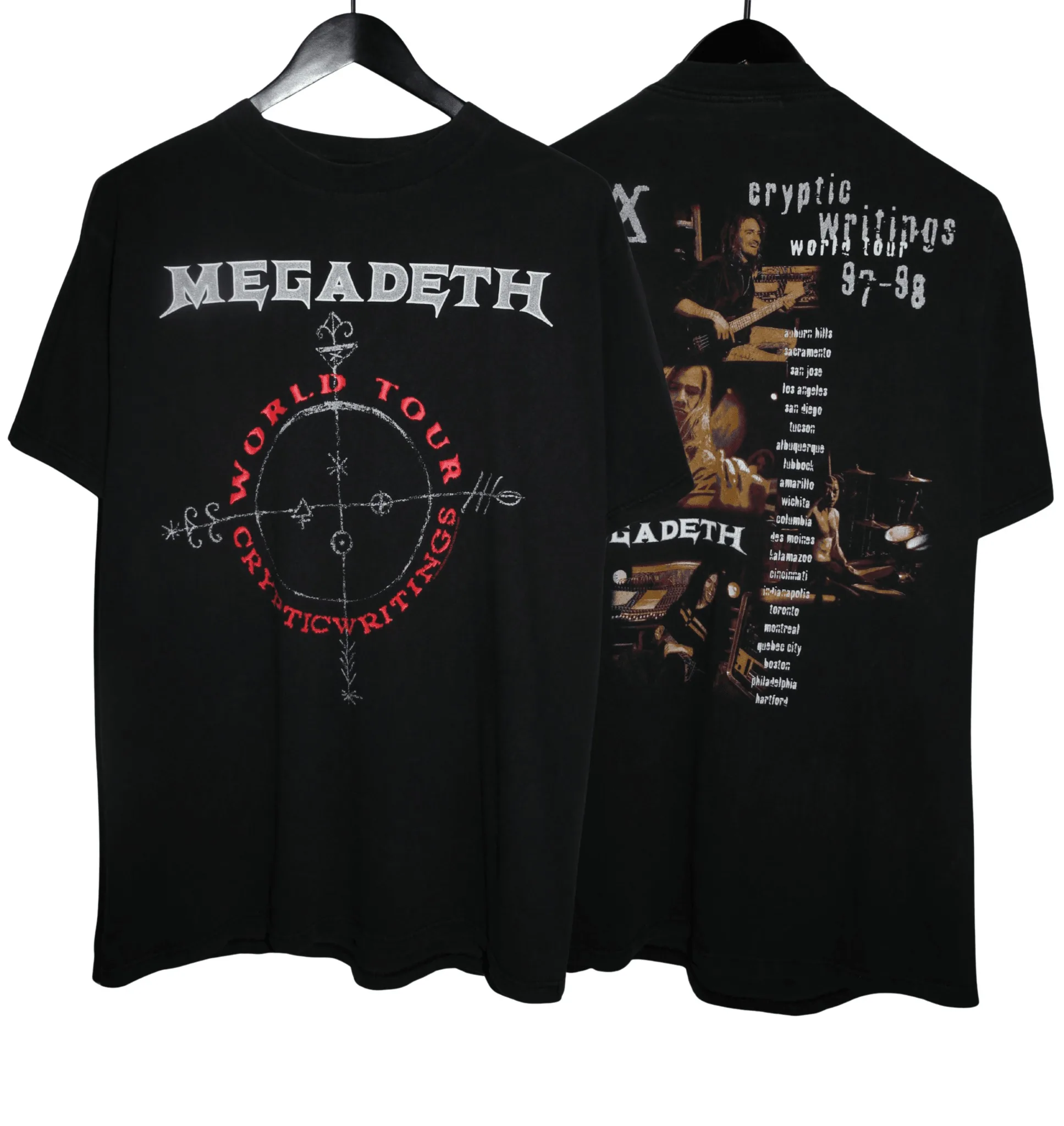 Megadeth 1997_98 Cryptic Writing Tour Thrash Metal Band Graphic T-Shirt Cotton Men Women Streetwear Tee