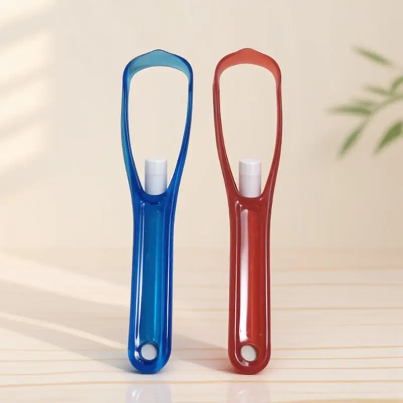 

Набор из 2 скребков для языка: Премиальный пластиковый очиститель для удаления неприятного запаха изо рта, двусторонний, изогнутый дизайн для защиты от травм, для свежего дыхания