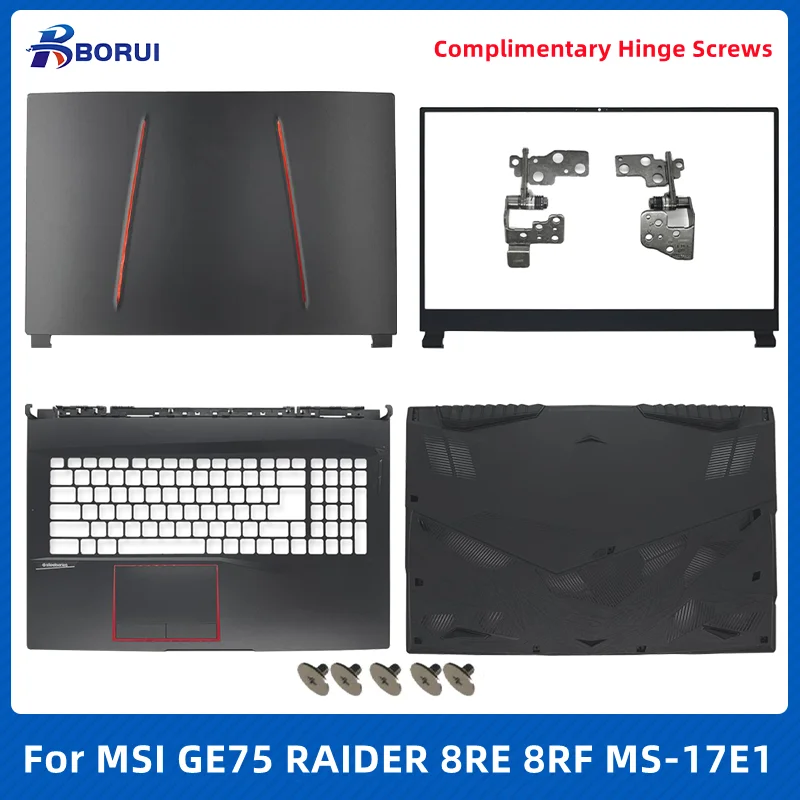 ใหม่สำหรับ MSI GE75 RAIDER 8RE 8RF MS-17E1 Series แล็ปท็อปปกหลัง LCD/ด้านหน้า/บานพับ/Palmrest/ด้านล่างกรณี Top กรณีฝาครอบสีดำ