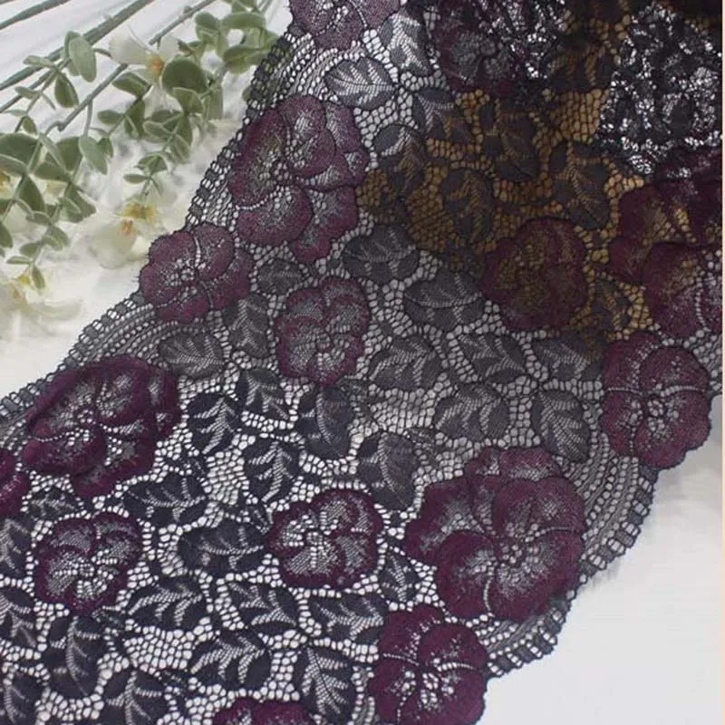 50Yards Grey Flower Elastic Stretch Lace Trim Skirt Hem For Dress Sewing Applique Costume Fabric Lace Lingerie