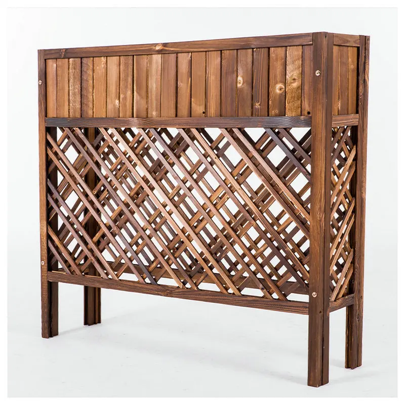 Outdoor anticorrosive pot, carbonized wood street flower slot, square solid wood pot, indoor partition creative flower box