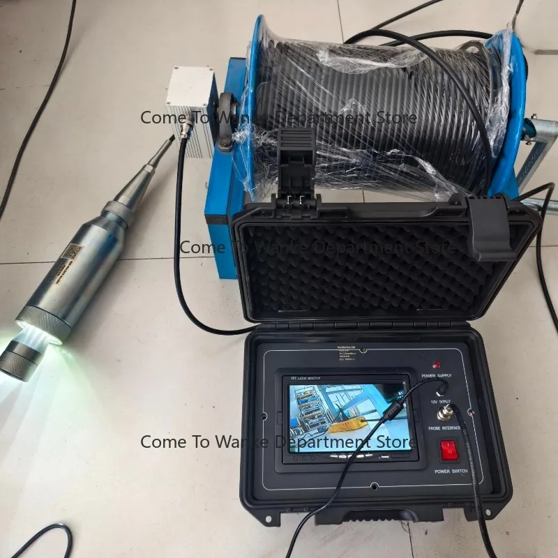 

Downhole Camera with a Counting Pulley Depth Recording and Rotating Camera