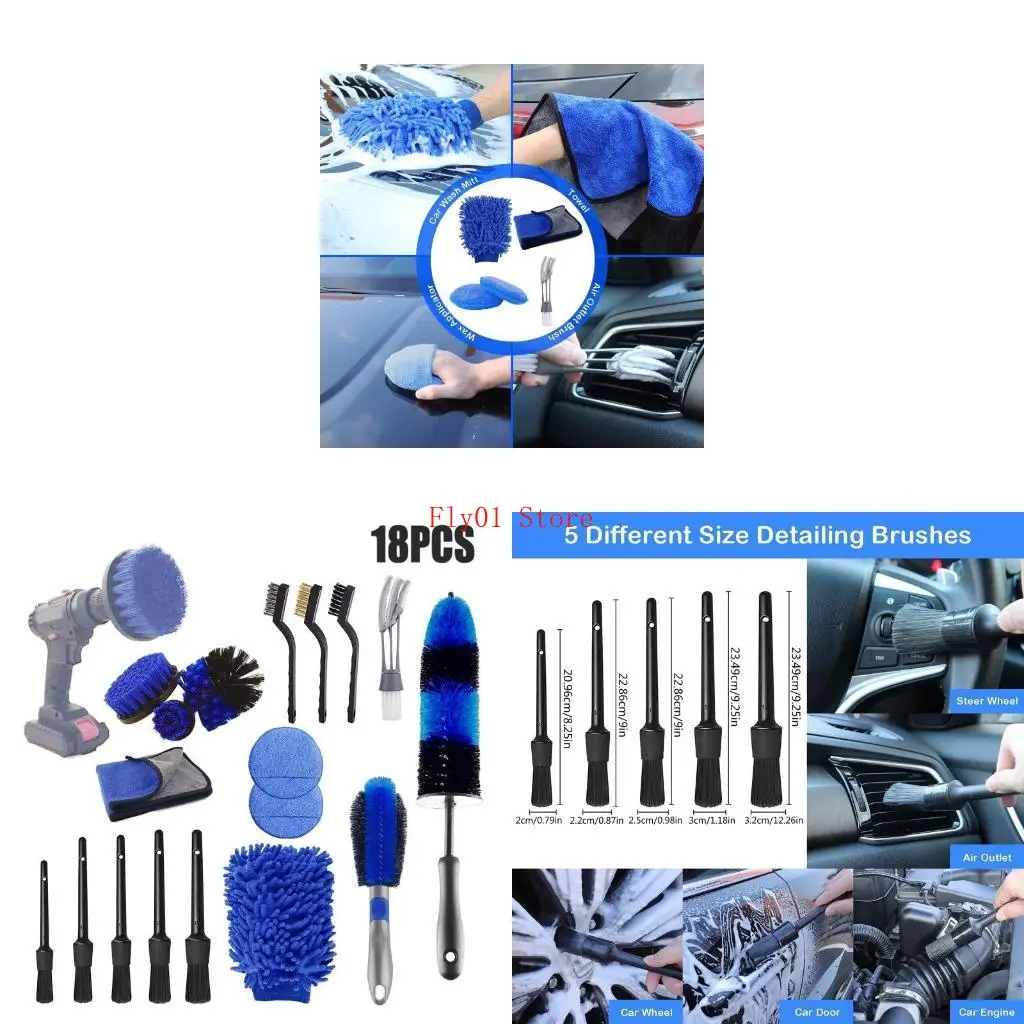  Drill Brush Bathroom Cleaning Brush Crevice Brushes Cleaner Car Clean 18pcs/set