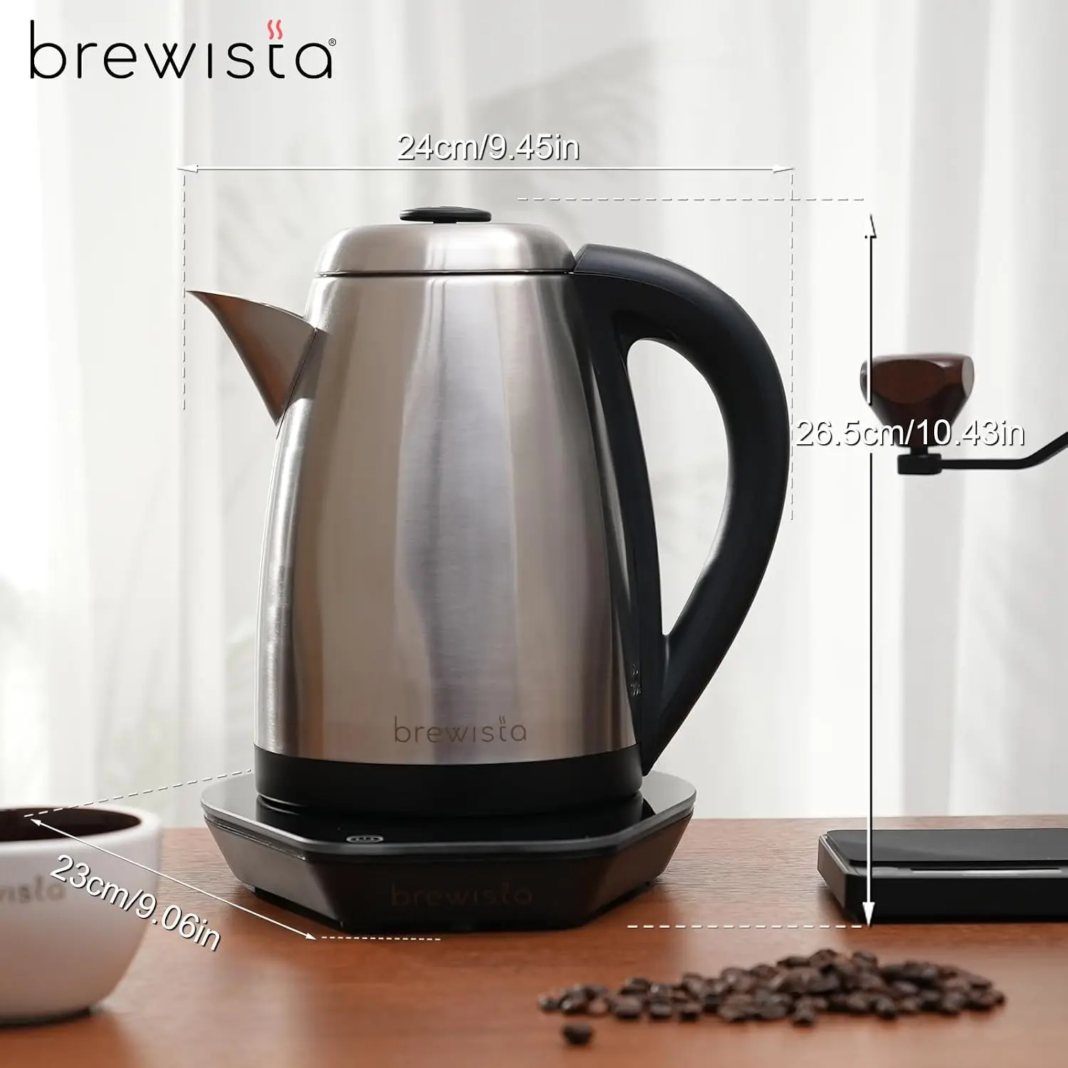 V-Spout Electric Kettle, Large 1.7 Liter Capacity For Pour Over Coffee, Smart Digital Heating Element, Perfect for Cupping