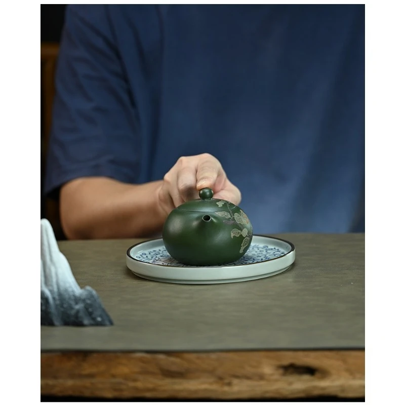 

Чистая ручная работа, картина из глины, национальный стиль, практичный фиолетовый глиняный горшок, чайник для пивоварения кунг-фу, 250 мл