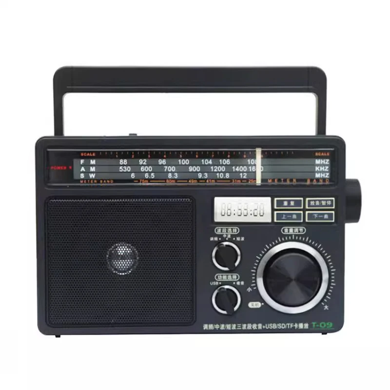 

T-09 Full Band Convenient Radio MP3 Player T39 Card Speaker USB/SD/TF Plug and Play Large size speaker