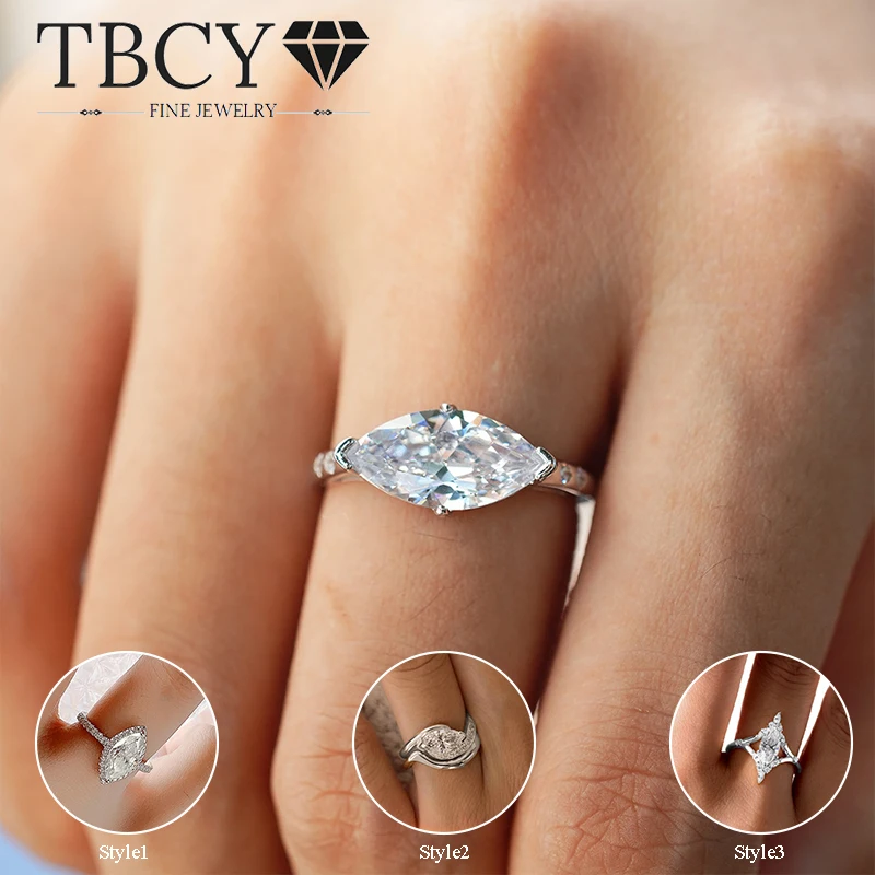 

TBCYD 1-3CT кольца с муассанитом огранки маркизы для женщин, серебро 925 пробы, форма короны, прокладка GRA Certify, винтажные 2 комплекта ювелирных изделий для вечеринок