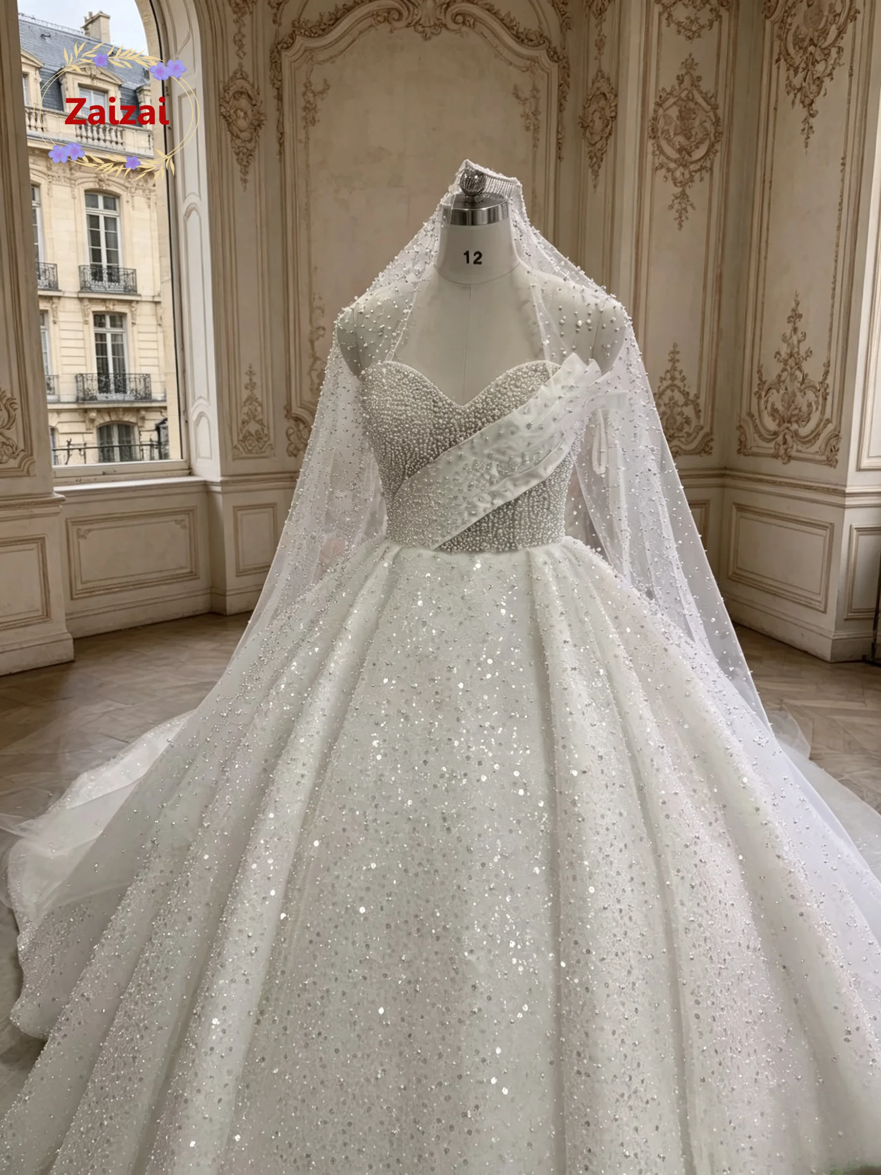 

Customzied 2027 100% Real pictures Sweetheart Wedding Dresses Pearls Beading Princess Sleeveless Bride Gowns Vestido De Noiva