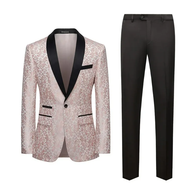 

Мужской костюм KIDWHXR: пиджак с принтом и пэчворком, рубашка с отложным воротником и бантом, брюки прямого кроя — комплект из 3 предметов для сцены