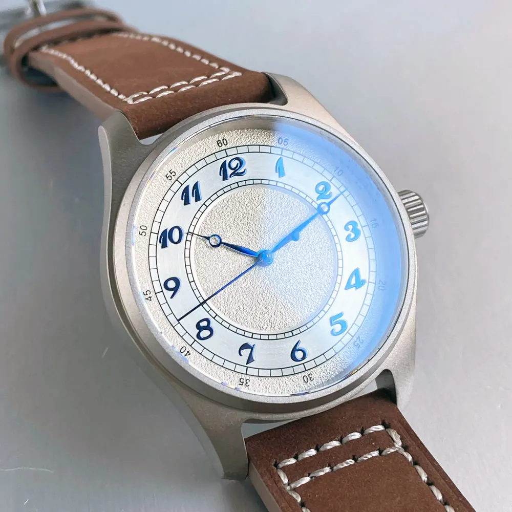 عالية الجودة التيتانيوم حالة الطيار ساعة ميكانيكية الرجال 200 متر مقاوم للماء الغوص Miyota8215/PT5000 حركة ساعة اليد حلقة من جلد