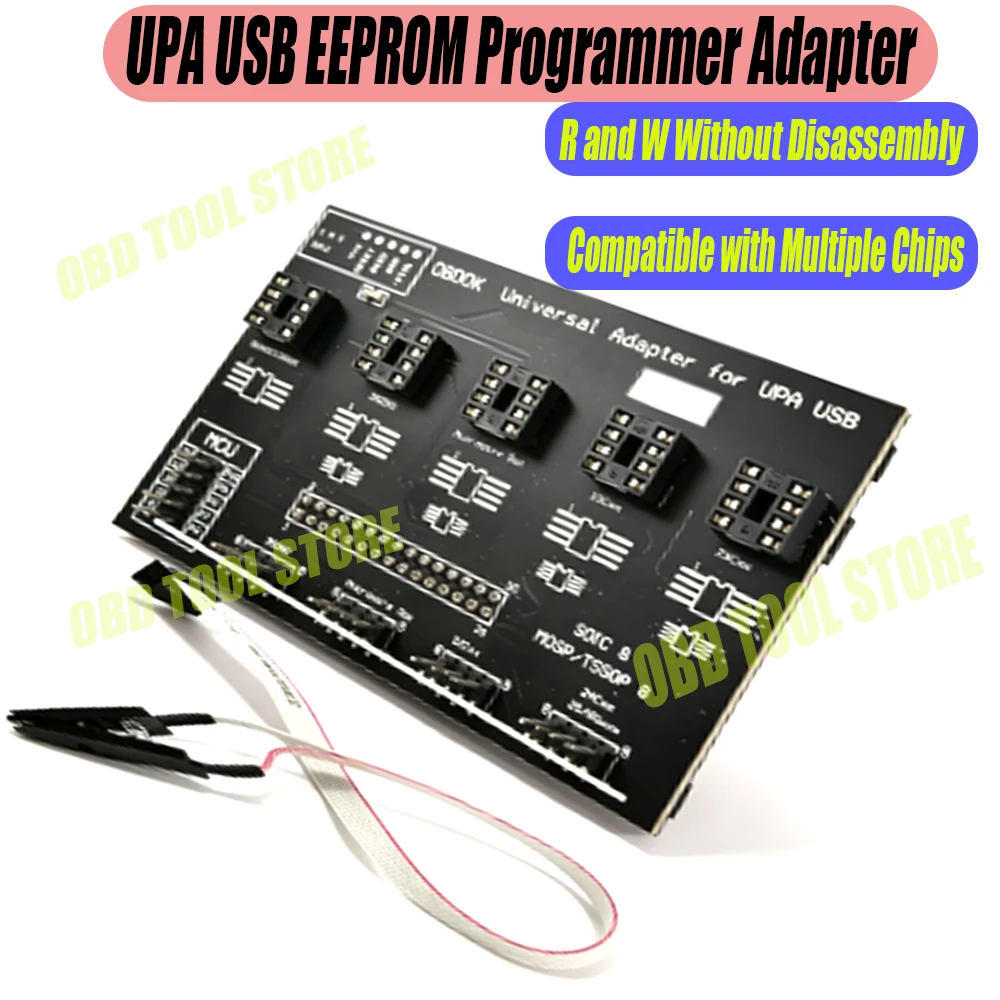 Universal EEPROM Adapter Board For UPA USB V1.3 Programmer With SOIC8 Test Clip Cable Support 24CXX 93CXX 35080 Auto