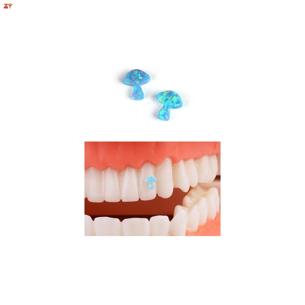 

Mix Colors Tooth Gems Mushroom Free Safety Double Sides Flat Synthetic Opal For Tooth Decoration