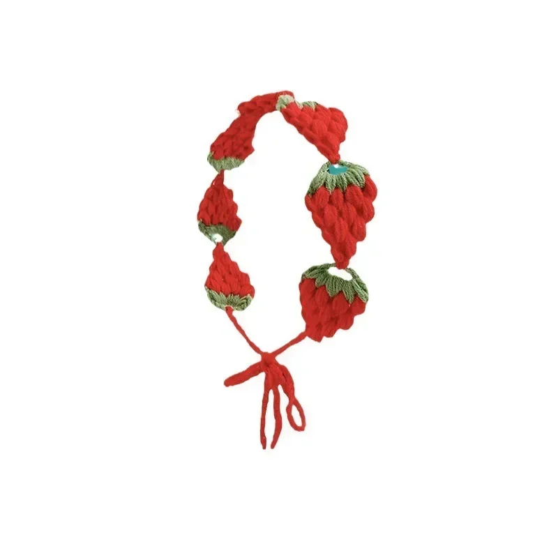 Small Strawberry Headband Crochet Sweet Cute Hair Band Women Scarf Headbands Bandanas Wide Elastic Hairbands Fashion Accessories