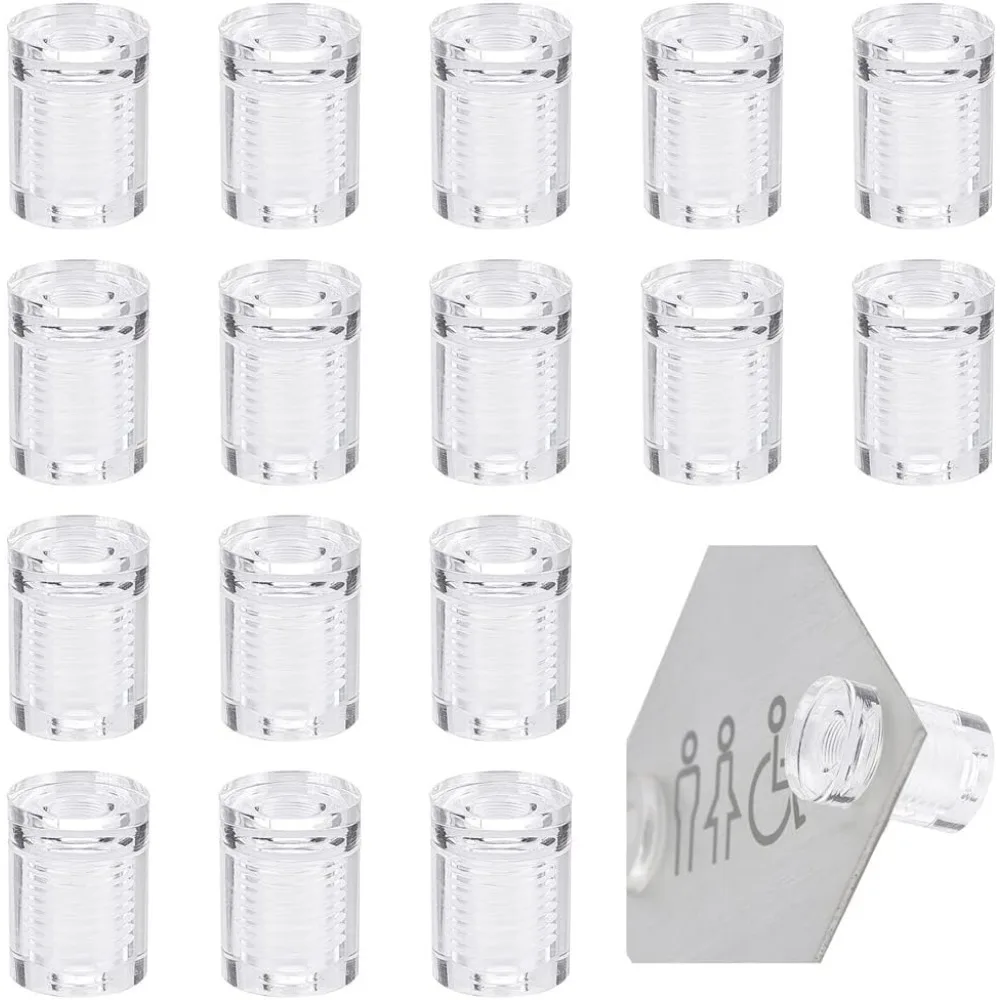 

16-Pack Clear Standoffs 0.75 x 0.75inch Acrylic Standoff Screws Transparent Standoff Mounting Hardware Glass Standoff Nail