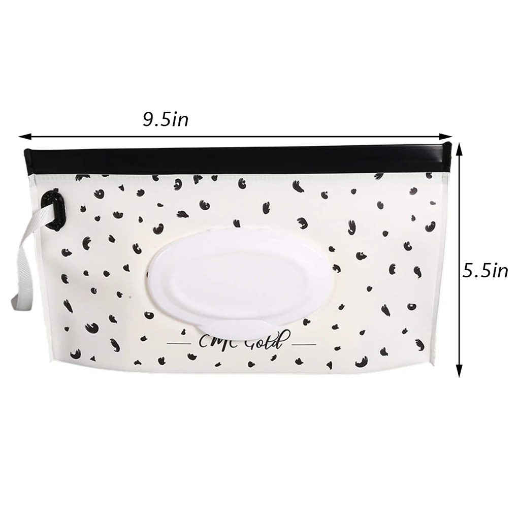 8 Pieces Baby Tissue Dispenser Portable Refillable Paper Napkin Holder Reusable Travel Pouch  Wave  Black White