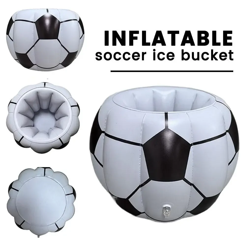Inflatable Soccer Ball Ice Bucket PVC Floating Cooler for Pool Parties, Outdoor Drink Chiller Decor For Football Matches