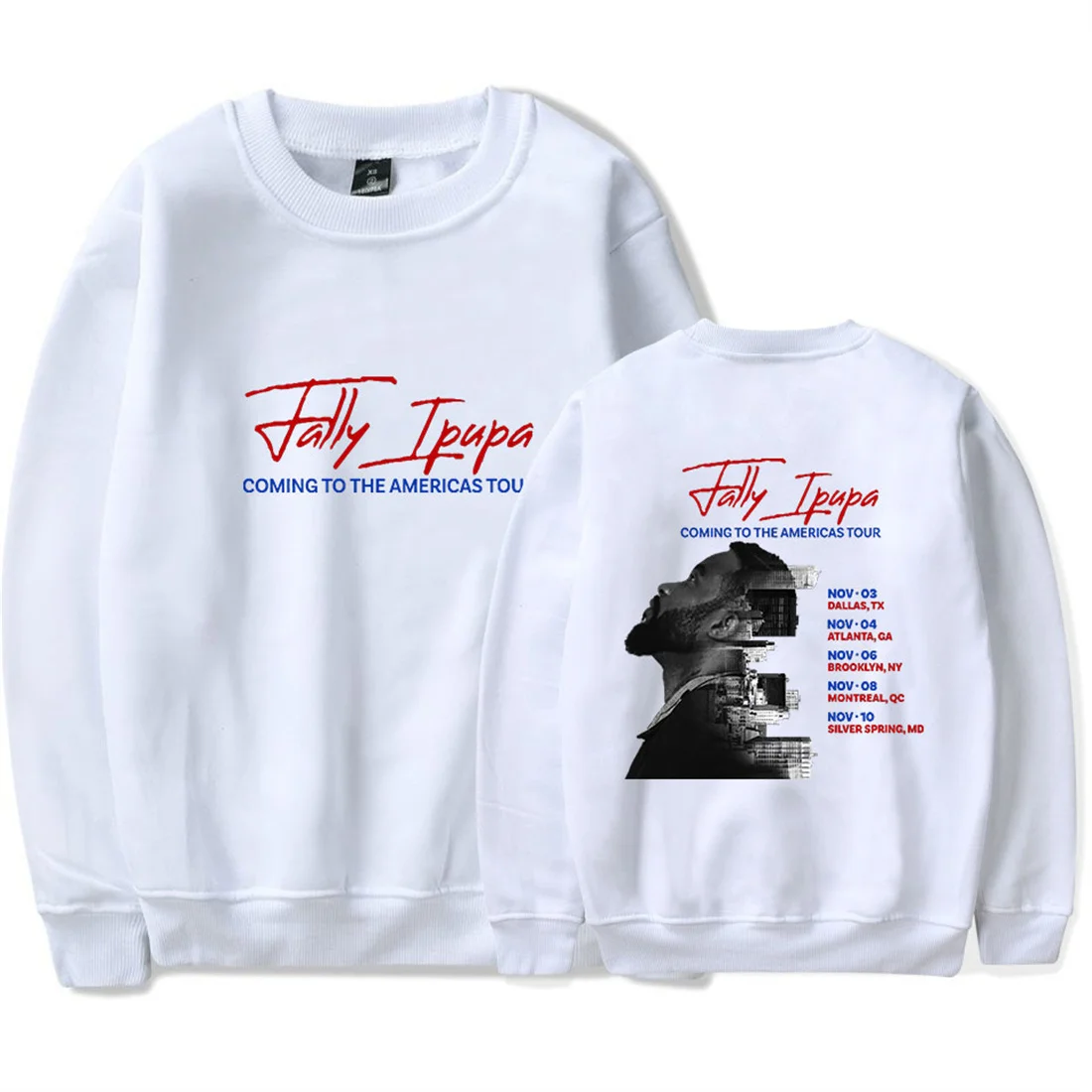 فالي إيبوبا قادم إلى جولة الأمريكتين البلوز عادية كم طويل خمر 90s ملابس الهيب هوب Crewneck Harajuku البلوفرات