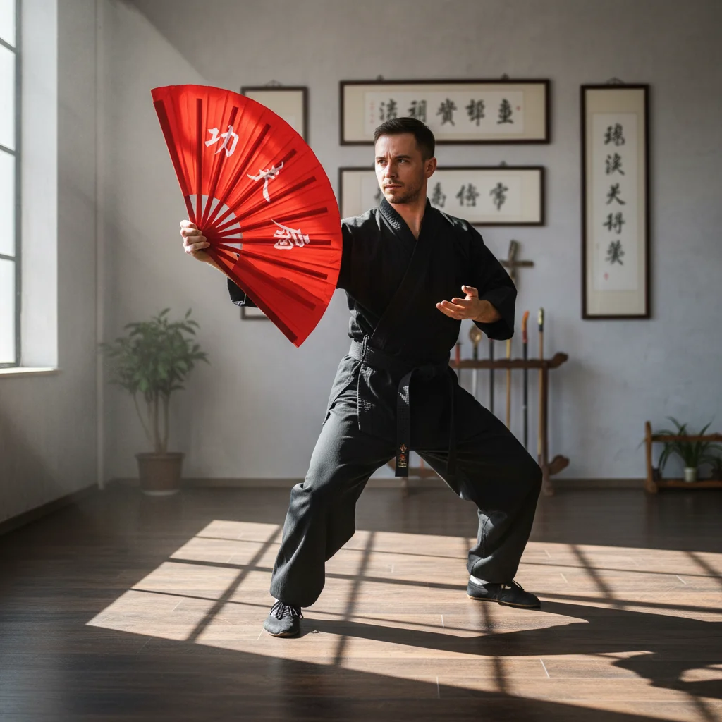 Black Red Wedding Party Decor Chinoiserie Gift Plastic Bone Fan Kung Fu Fan Folding Stage Fan Yoga Fan