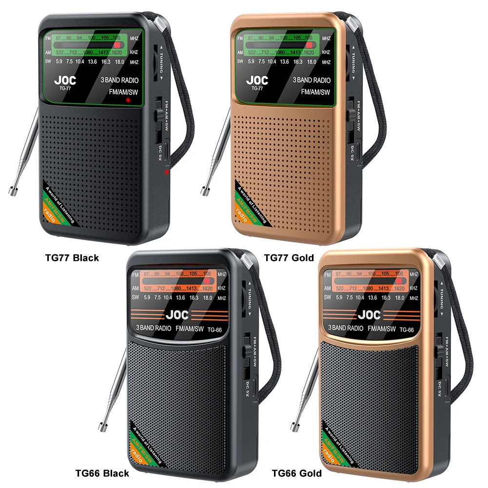 Portable Mini FM AM SW Full Band Radio Best Reception Auto Search Rechargeable Emergency Radio Built-in Speaker for Elder