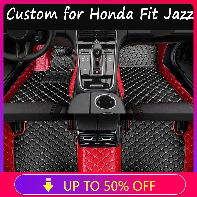 

Car Floor Mats For Honda Fit Jazz GK3 4 5 6 7 2014~2020 Carpet Mat Luxury Leather Rug Interior Parts Car Accessories GH7 GP5 6